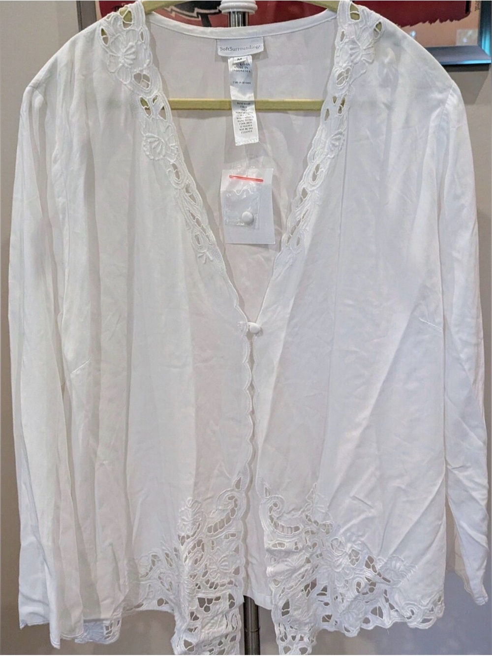 Soft Surroundings Half Moon Bay Embroidered Lace Blouse